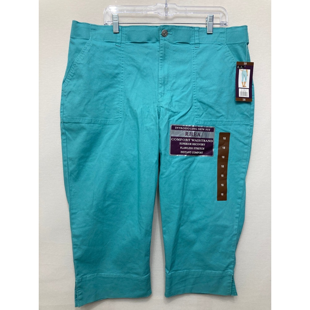 New Gloria Vanderbilt Capri Pants size 18 Blue Comfort Waist Stretch Outdoor